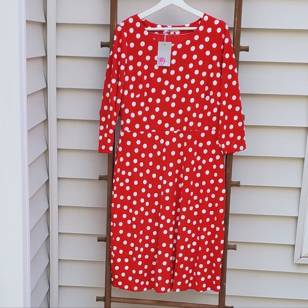NEW! Boden Red Polka Dot Dress - Picture 4 of 8